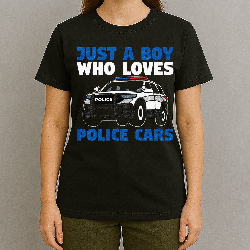 Kids Police Officer Just A Boy Who Loves Police Cars T-Shirt