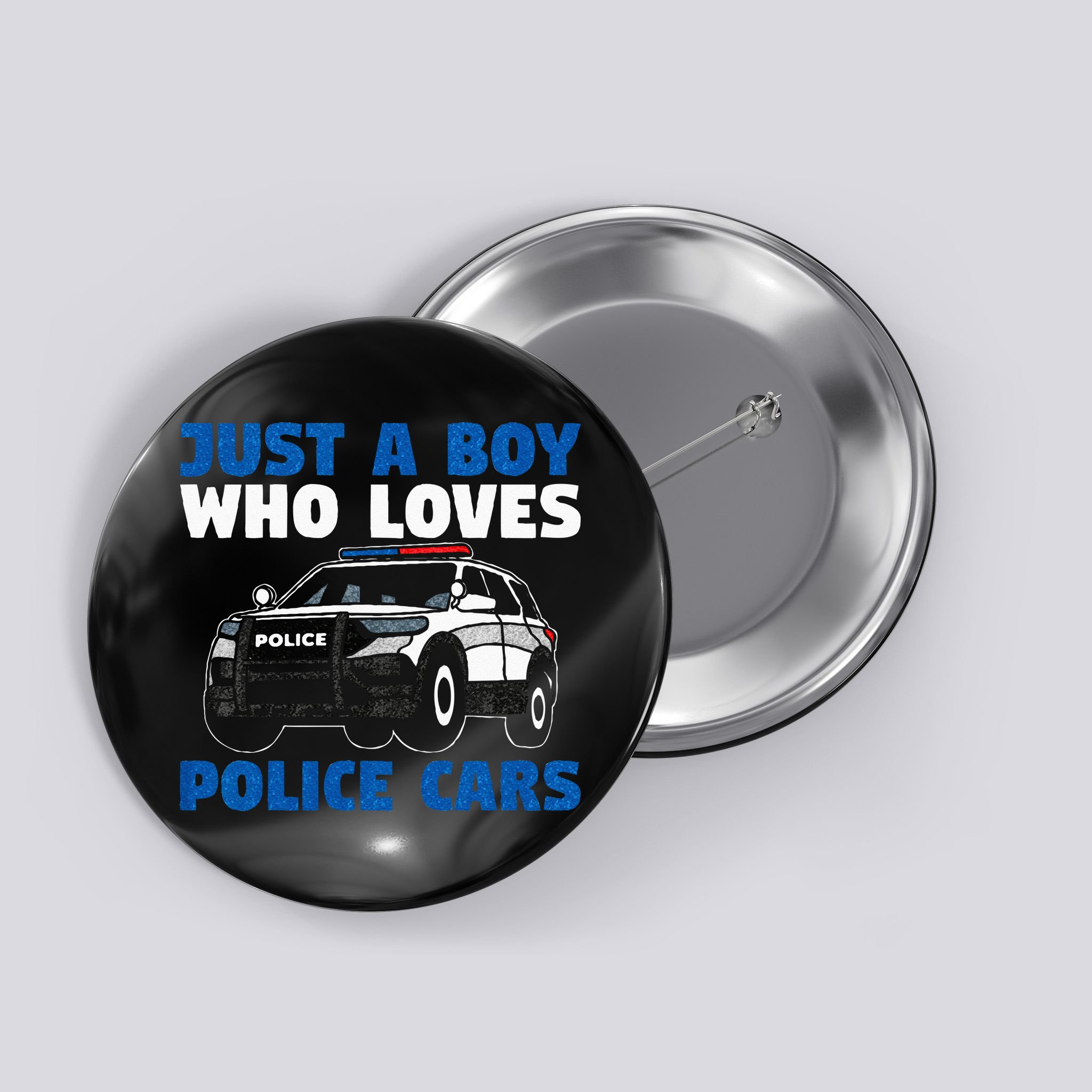 Kids Police Officer Just A Boy Who Loves Police Cars Button