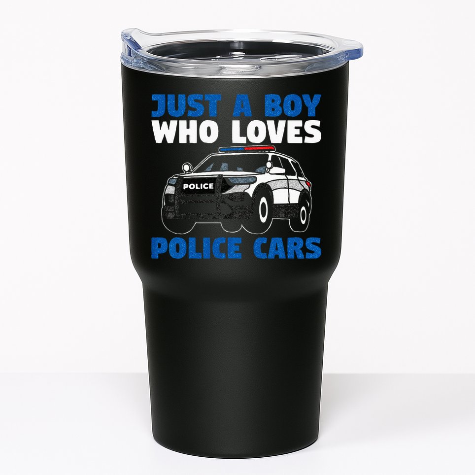 Kids Police Officer Just A Boy Who Loves Police Cars Tumbler