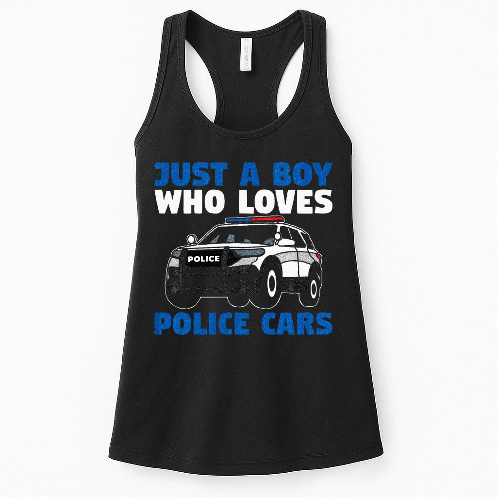 Kids Police Officer Just A Boy Who Loves Police Cars Womens Tank Top