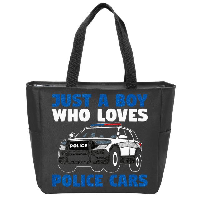 Kids Police Officer Just A Boy Who Loves Police Cars Zip Tote Bag