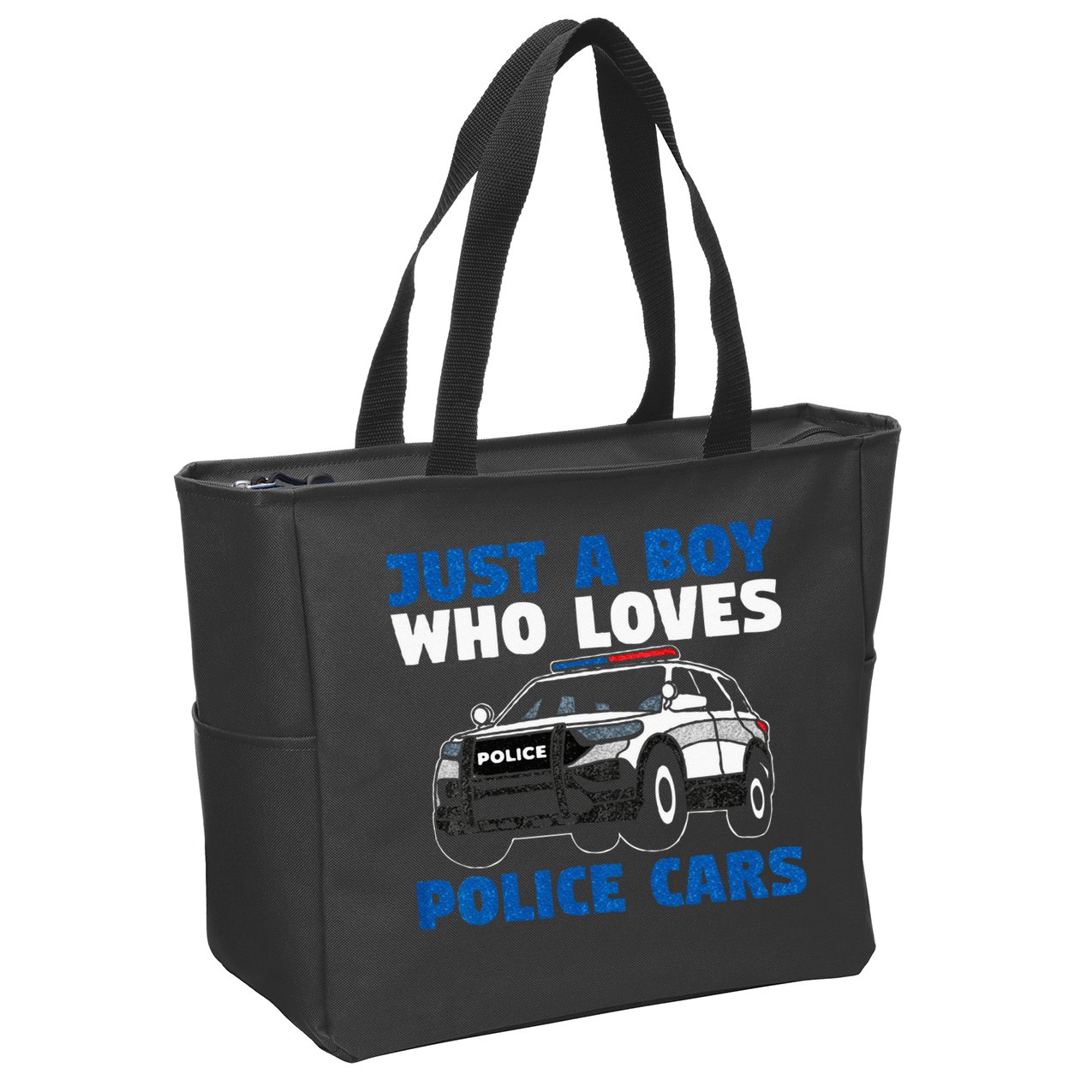 Kids Police Officer Just A Boy Who Loves Police Cars Zip Tote Bag