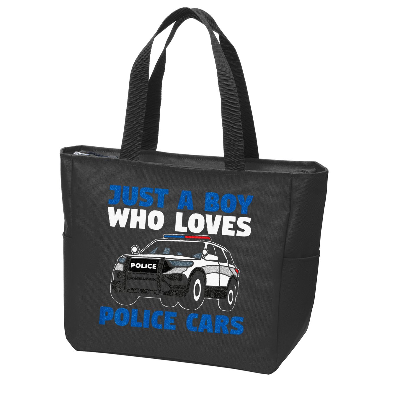 Kids Police Officer Just A Boy Who Loves Police Cars Zip Tote Bag