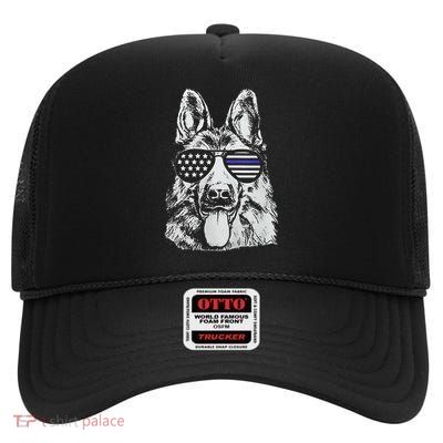 K9 Police Officer Police Pitbull Thin Blue Line High Crown Mesh Back Trucker Hat
