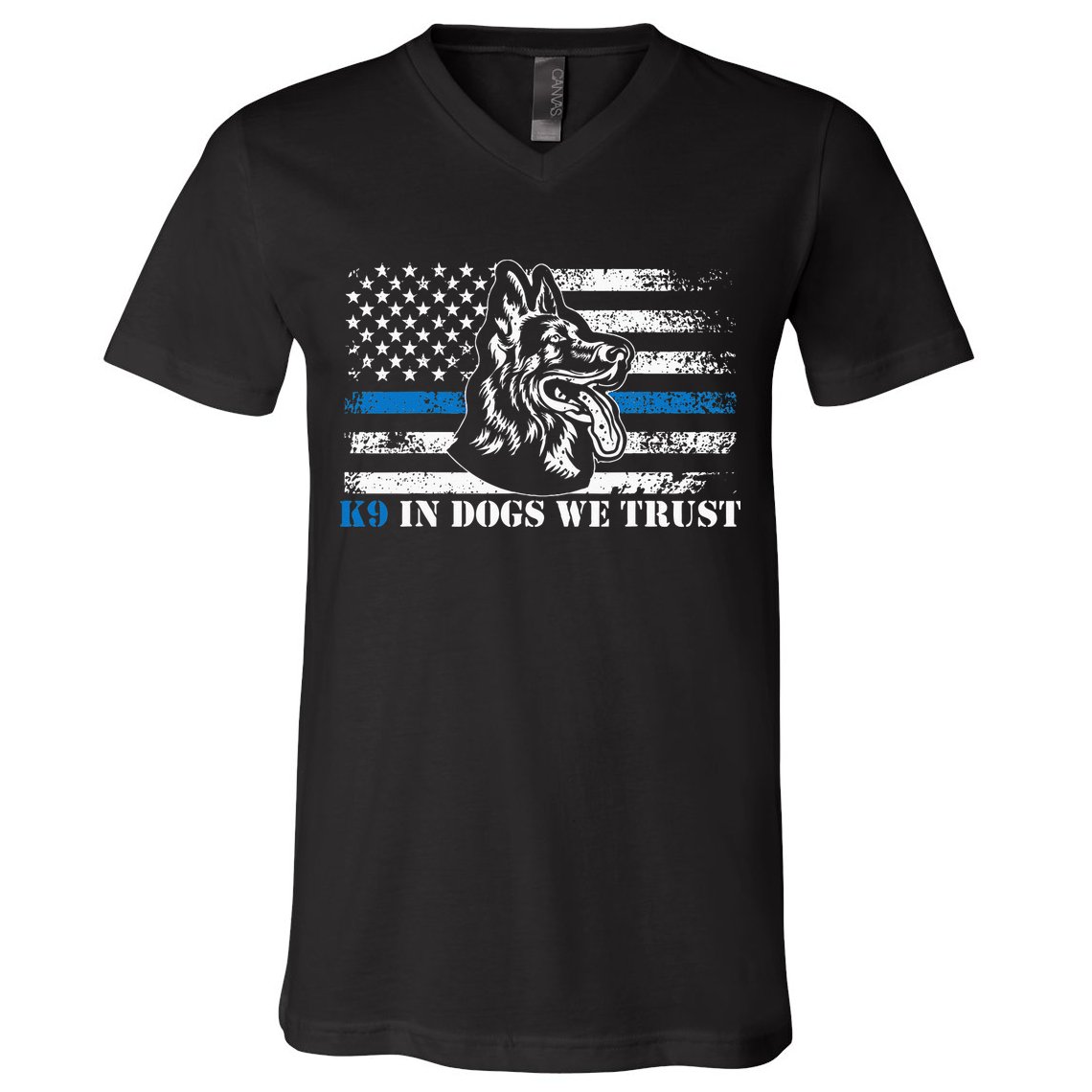 K9 Police Officer Blue Line We Trust K9 Police Dog V-Neck T-Shirt