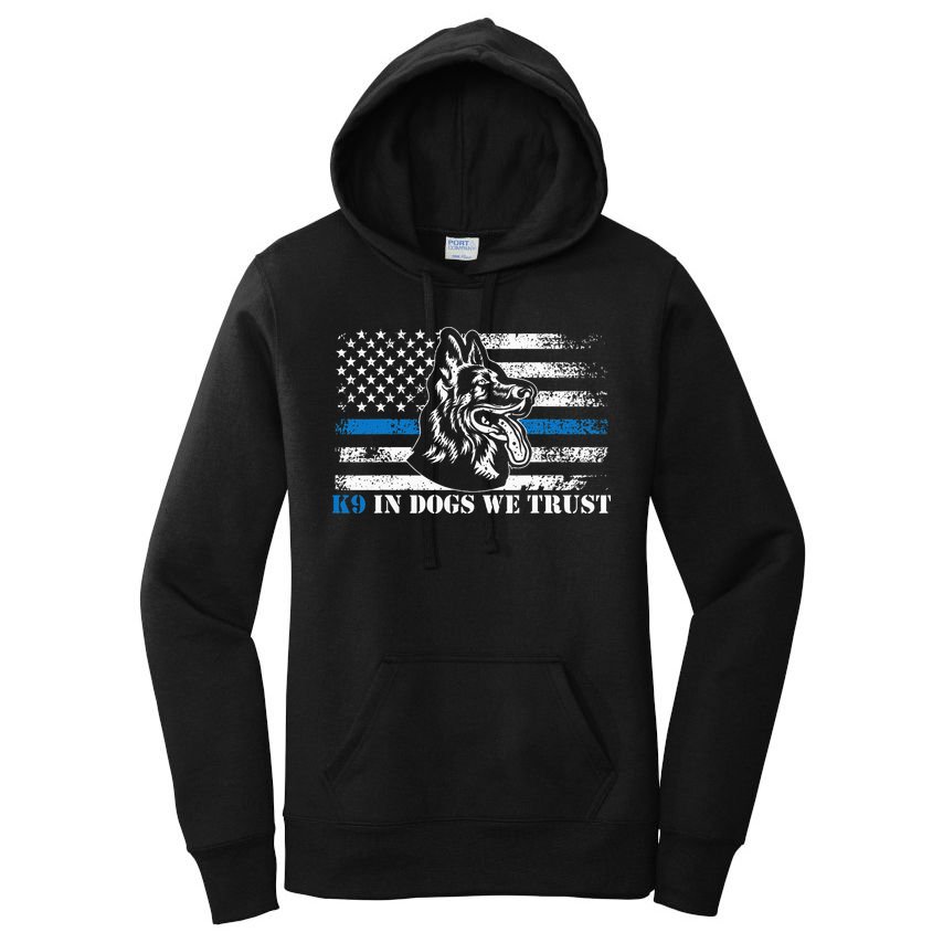 K9 Police Officer Blue Line We Trust K9 Police Dog Women's Pullover Hoodie