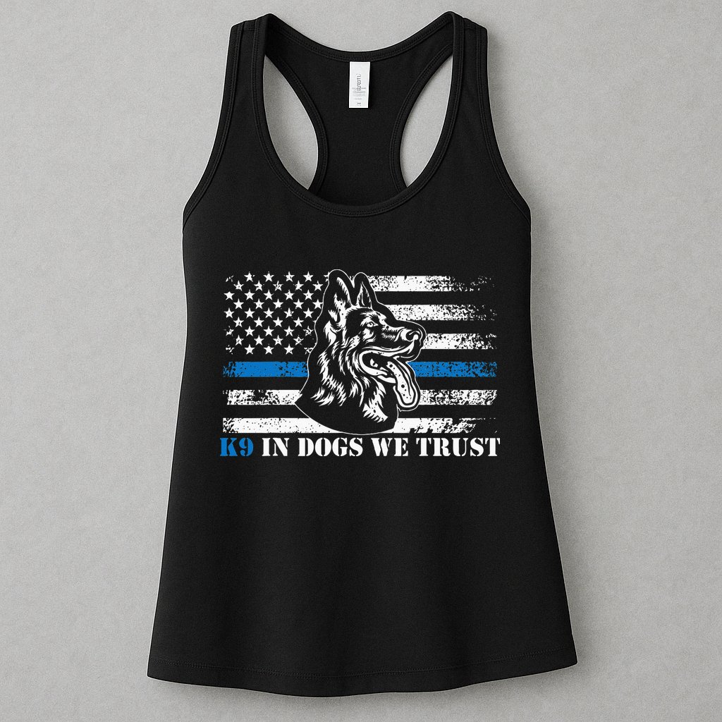 K9 Police Officer Blue Line We Trust K9 Police Dog Womens Tank Top