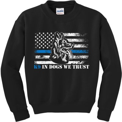 K9 Police Officer Blue Line We Trust K9 Police Dog Kids Sweatshirt