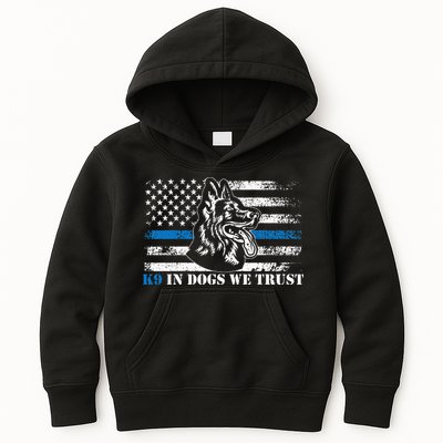 K9 Police Officer Blue Line We Trust K9 Police Dog Kids Hoodie