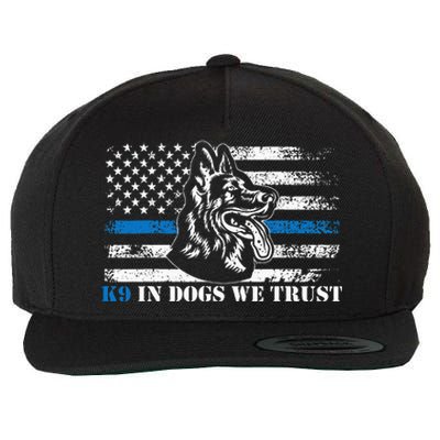 K9 Police Officer Blue Line We Trust K9 Police Dog Wool Snapback Cap