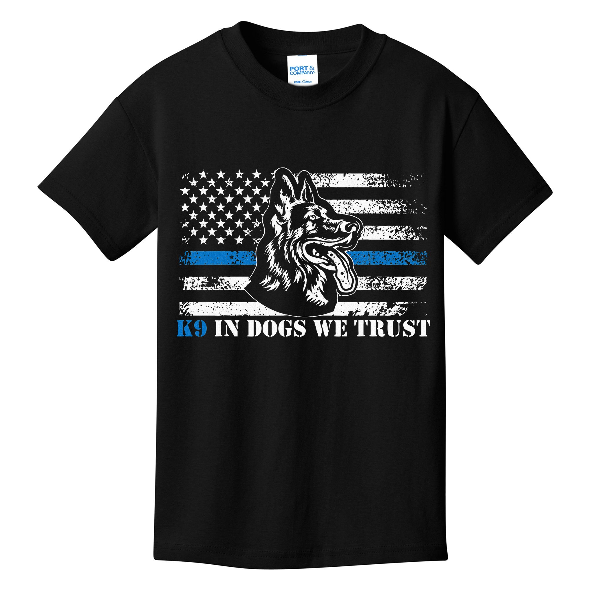 K9 Police Officer Blue Line We Trust K9 Police Dog Kids T-Shirt