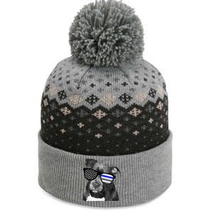 K9 Police Officer Police Pitbull Thin Blue Line Premium The Baniff Cuffed Pom Beanie