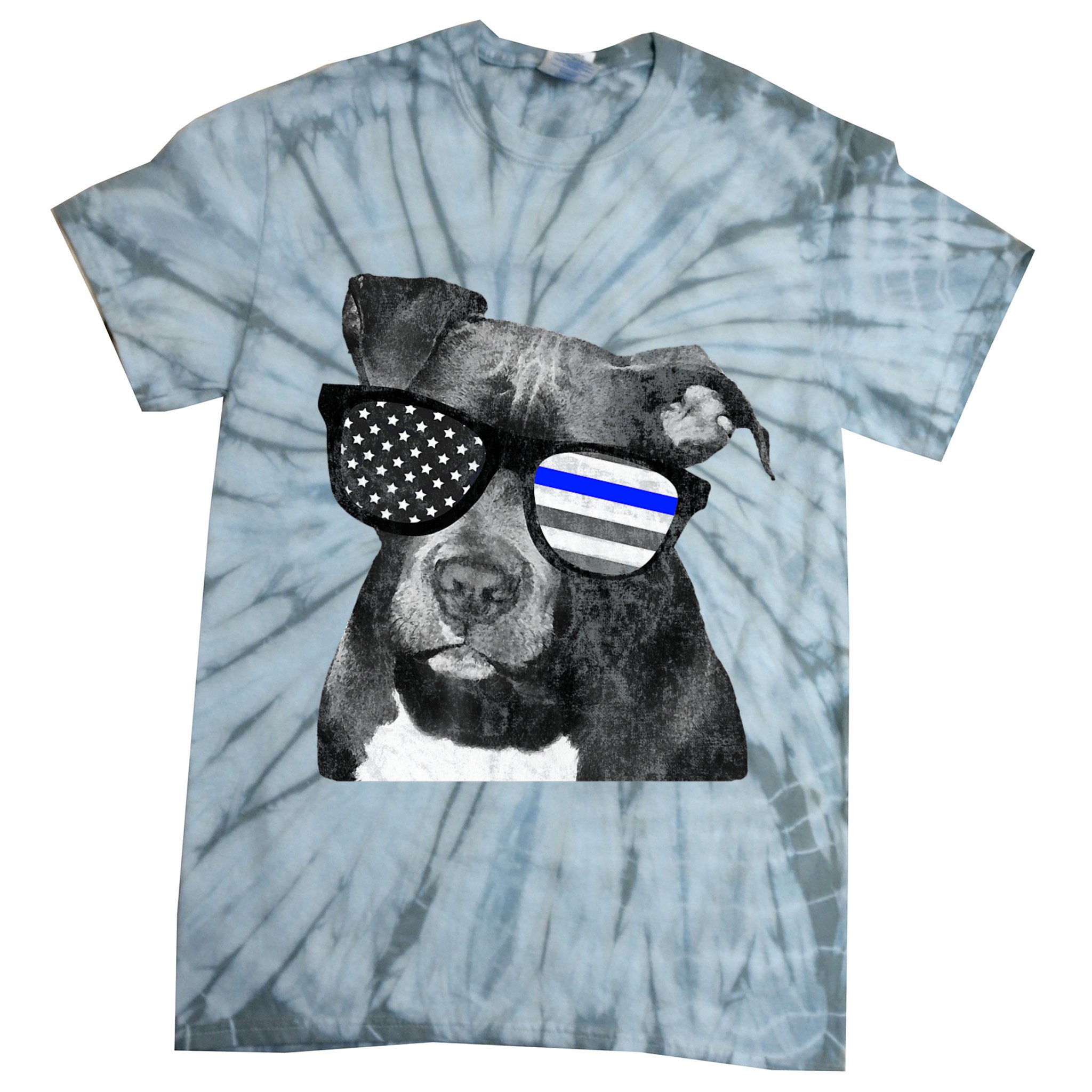 K9 Police Officer Police Pitbull Thin Blue Line Premium Tie-Dye T-Shirt