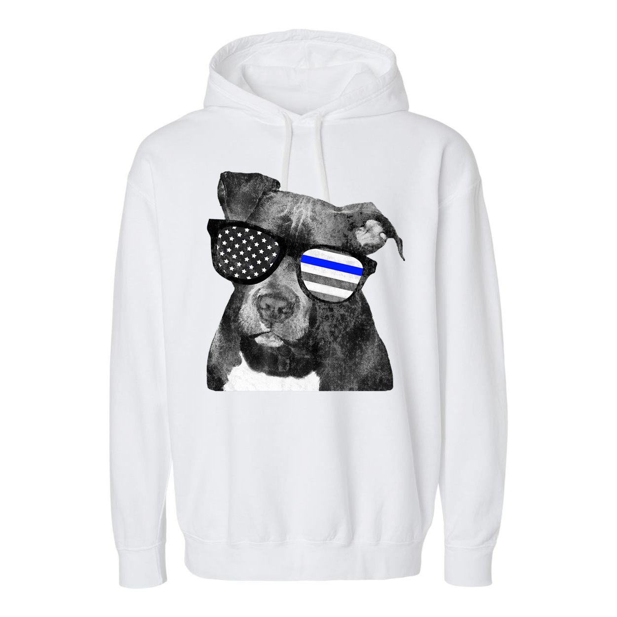 K9 Police Officer Police Pitbull Thin Blue Line Premium Garment-Dyed Fleece Hoodie