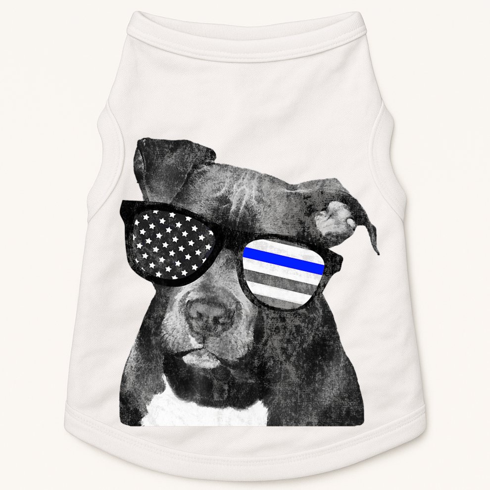 K9 Police Officer Police Pitbull Thin Blue Line Premium Doggie Tank