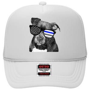 K9 Police Officer Police Pitbull Thin Blue Line Premium High Crown Mesh Back Trucker Hat