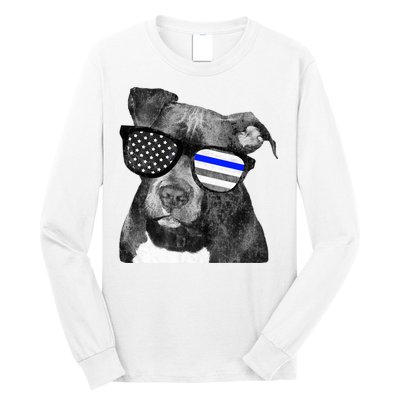 K9 Police Officer Police Pitbull Thin Blue Line Premium Long Sleeve Shirt