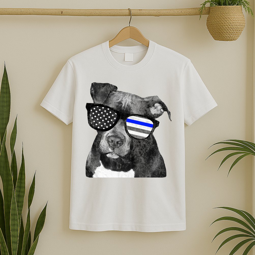 K9 Police Officer Police Pitbull Thin Blue Line Premium T-Shirt