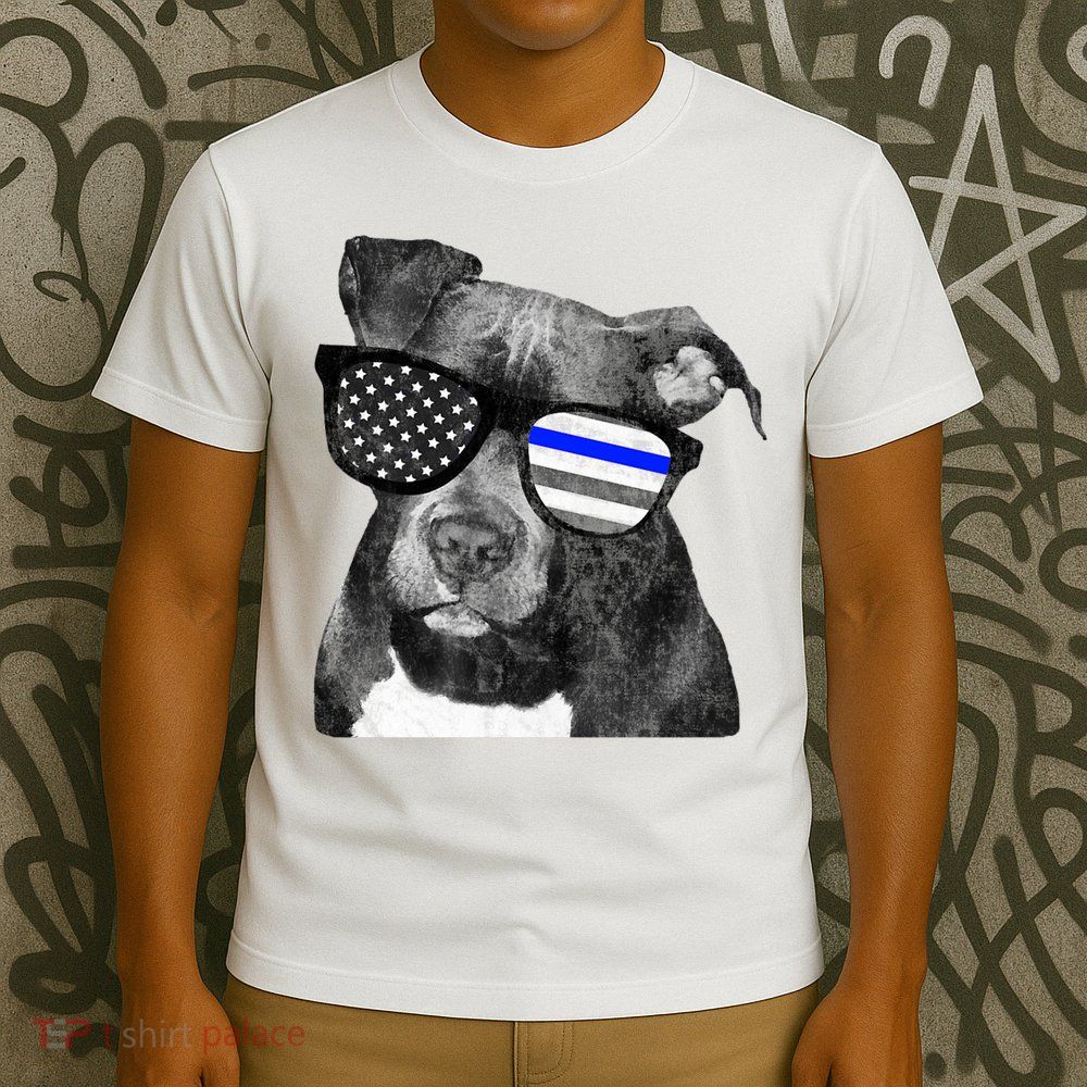 K9 Police Officer Police Pitbull Thin Blue Line Premium T-Shirt
