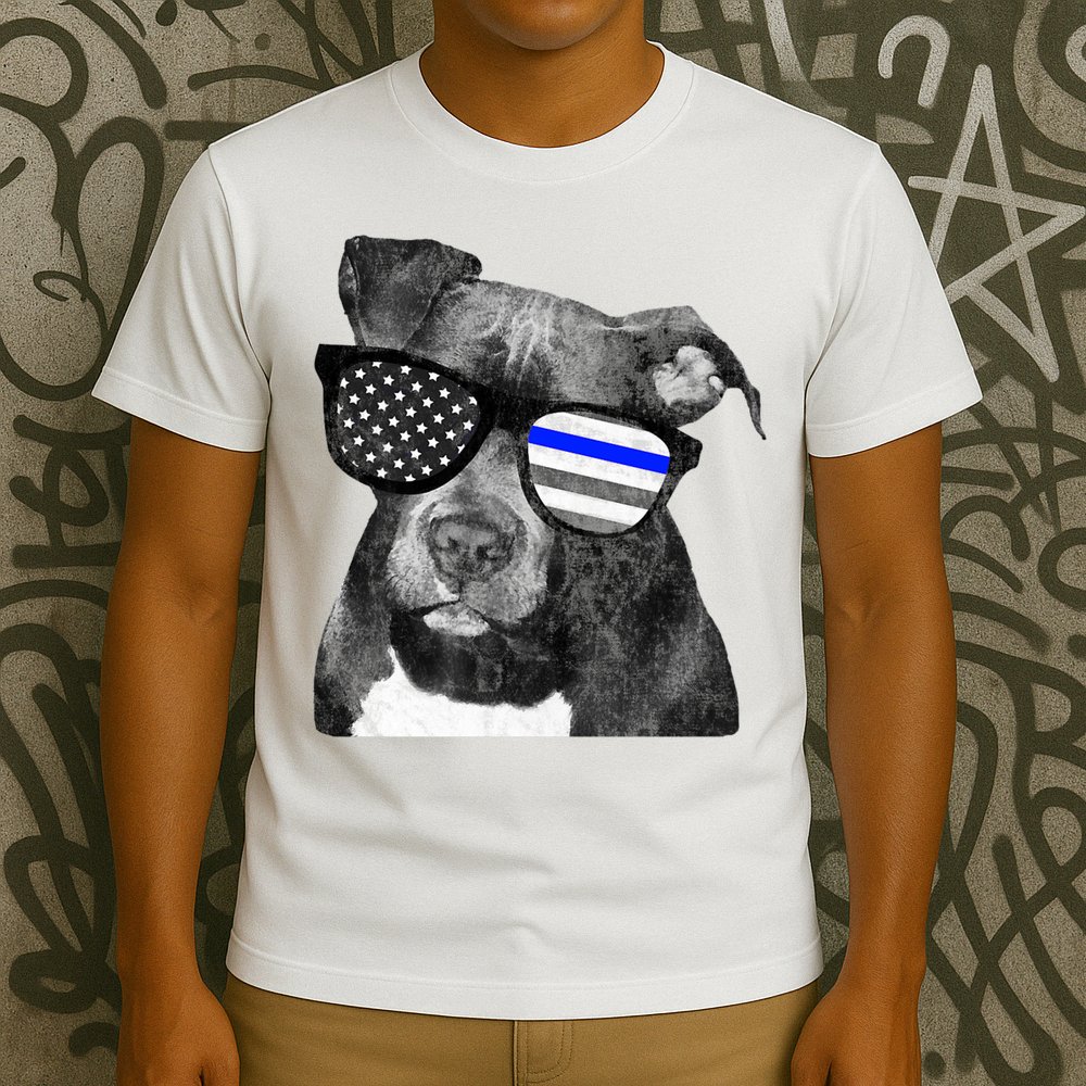 K9 Police Officer Police Pitbull Thin Blue Line Premium T-Shirt