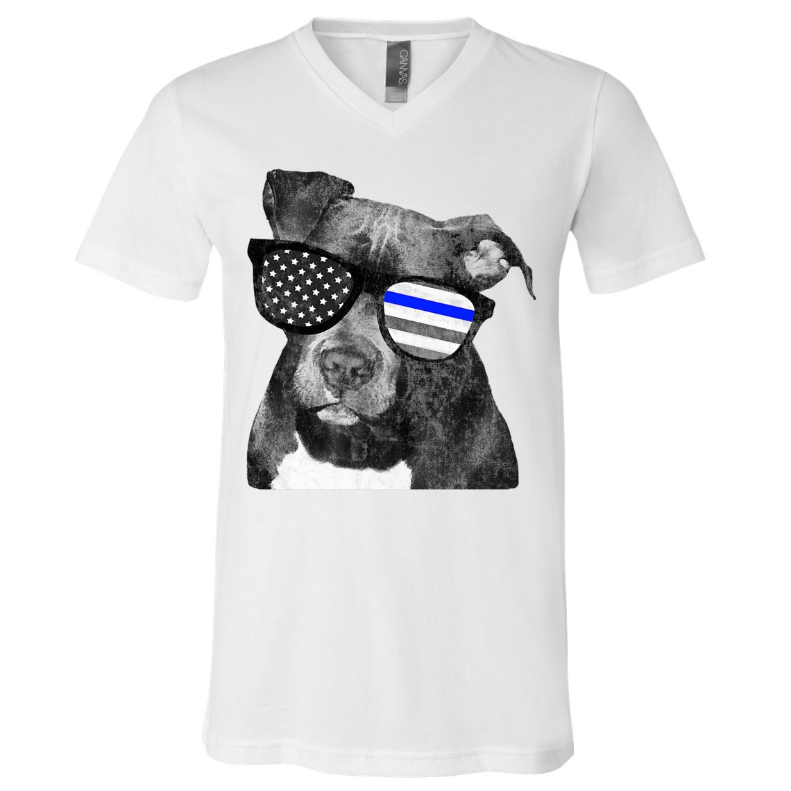 K9 Police Officer Police Pitbull Thin Blue Line Premium V-Neck T-Shirt