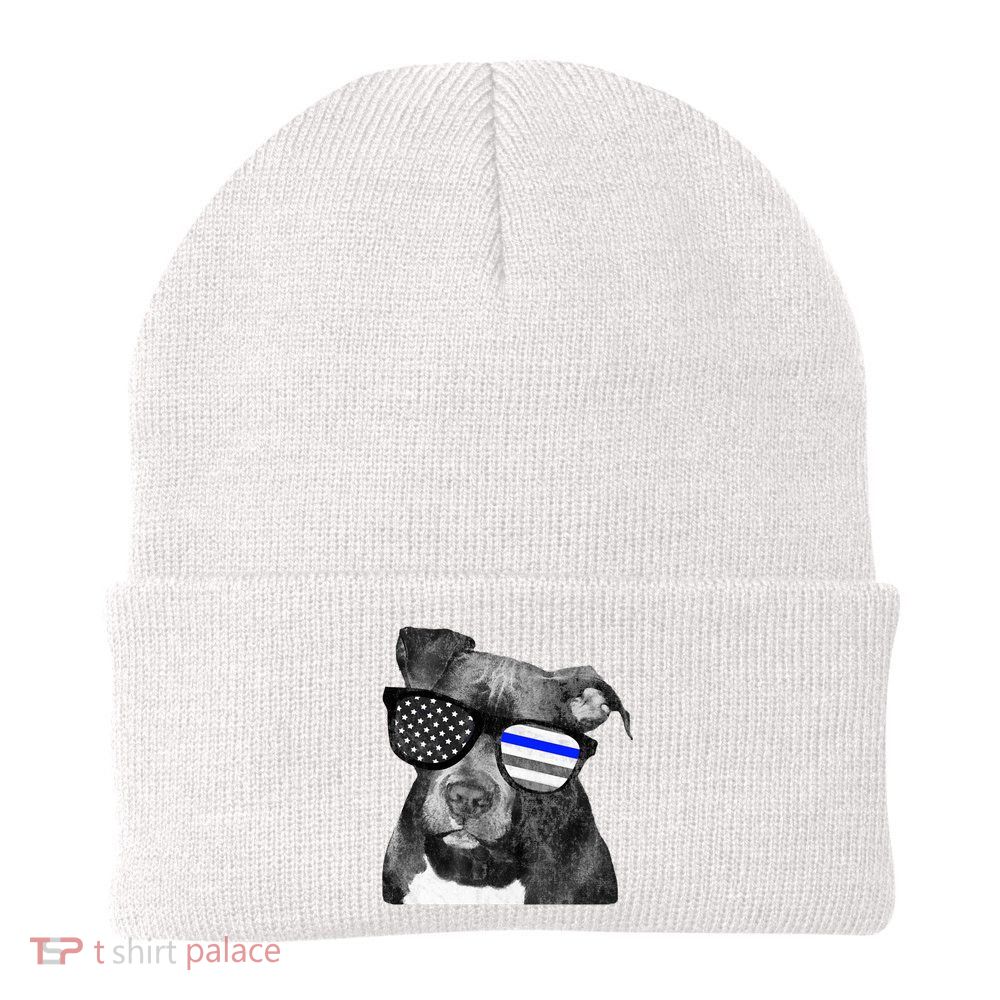 K9 Police Officer Police Pitbull Thin Blue Line Premium Beanie