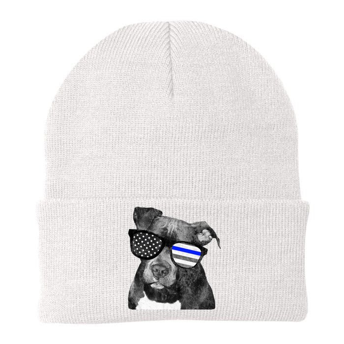 K9 Police Officer Police Pitbull Thin Blue Line Premium Knit Cap Winter Beanie