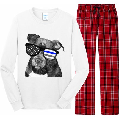 K9 Police Officer Police Pitbull Thin Blue Line Premium Long Sleeve Pajama Set