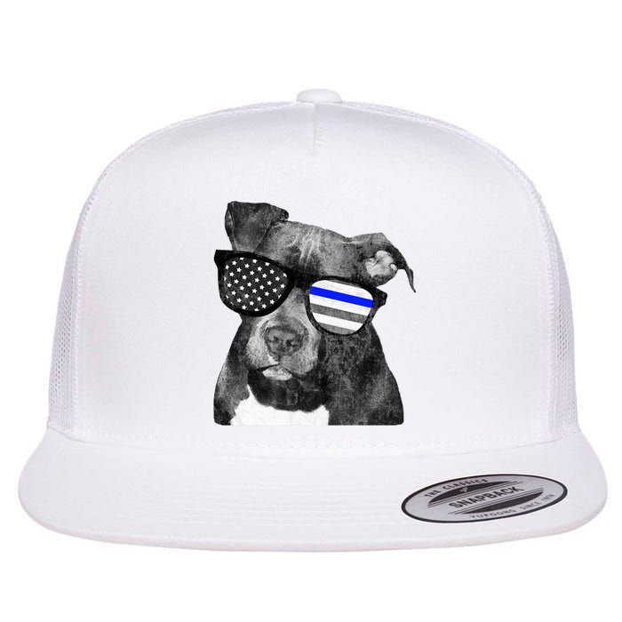 K9 Police Officer Police Pitbull Thin Blue Line Premium Flat Bill Trucker Hat