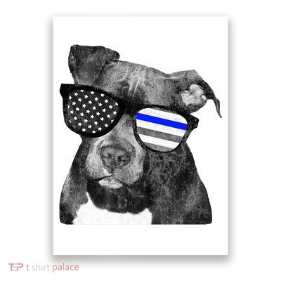 K9 Police Officer Police Pitbull Thin Blue Line Premium Poster