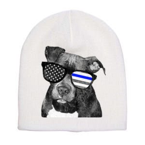 K9 Police Officer Police Pitbull Thin Blue Line Premium Short Acrylic Beanie