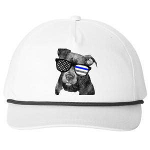 K9 Police Officer Police Pitbull Thin Blue Line Premium Snapback Five-Panel Rope Hat