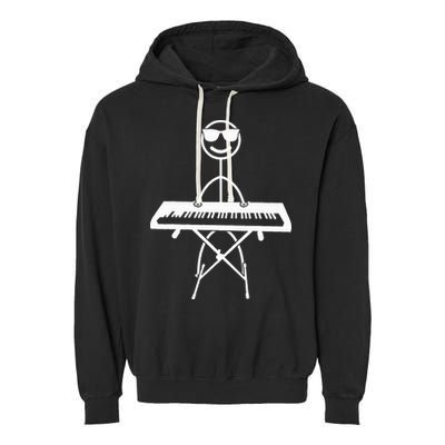Keyboard Piano Pianist Stick Figure Piano Player Garment-Dyed Fleece Hoodie