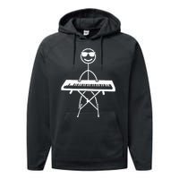 Keyboard Piano Pianist Stick Figure Piano Player Performance Fleece Hoodie