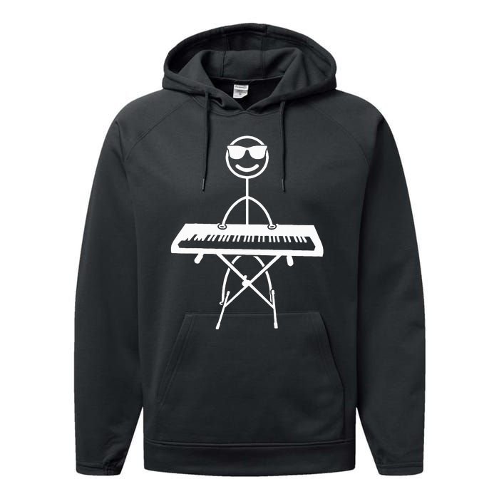 Keyboard Piano Pianist Stick Figure Piano Player Performance Fleece Hoodie