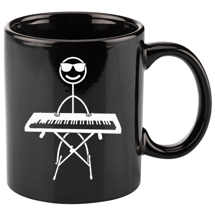 Keyboard Piano Pianist Stick Figure Piano Player 11oz C Handle Ceramic Mug