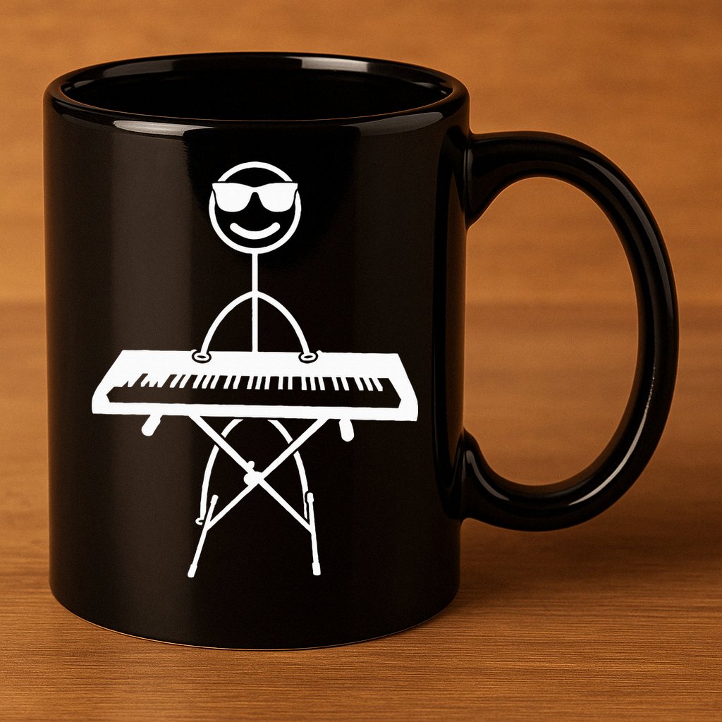 Keyboard Piano Pianist Stick Figure Piano Player 11oz C Handle Ceramic Mug