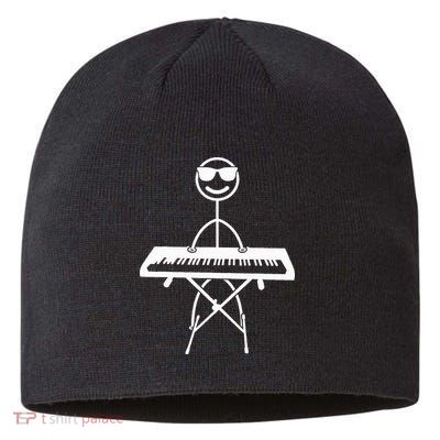 Keyboard Piano Pianist Stick Figure Piano Player Sustainable Beanie