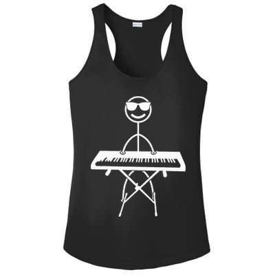 Keyboard Piano Pianist Stick Figure Piano Player Ladies PosiCharge Competitor Racerback Tank
