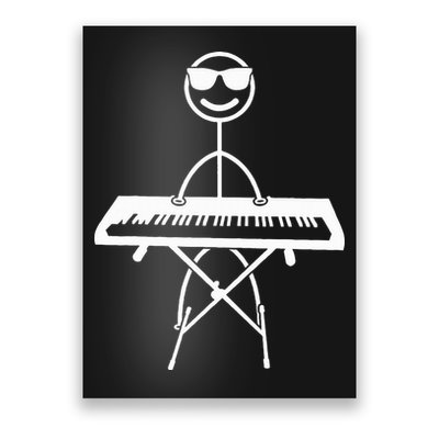 Keyboard Piano Pianist Stick Figure Piano Player Poster