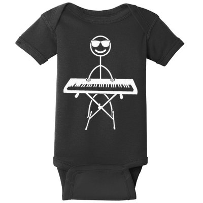Keyboard Piano Pianist Stick Figure Piano Player Baby Bodysuit