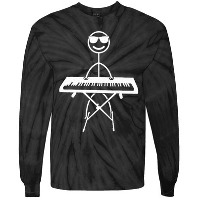 Keyboard Piano Pianist Stick Figure Piano Player Tie-Dye Long Sleeve Shirt