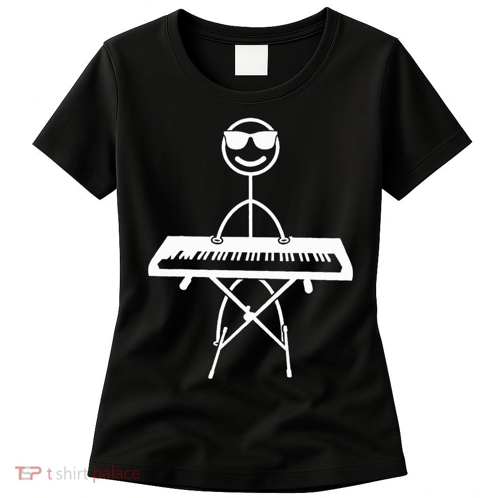 Keyboard Piano Pianist Stick Figure Piano Player Womens T-Shirt