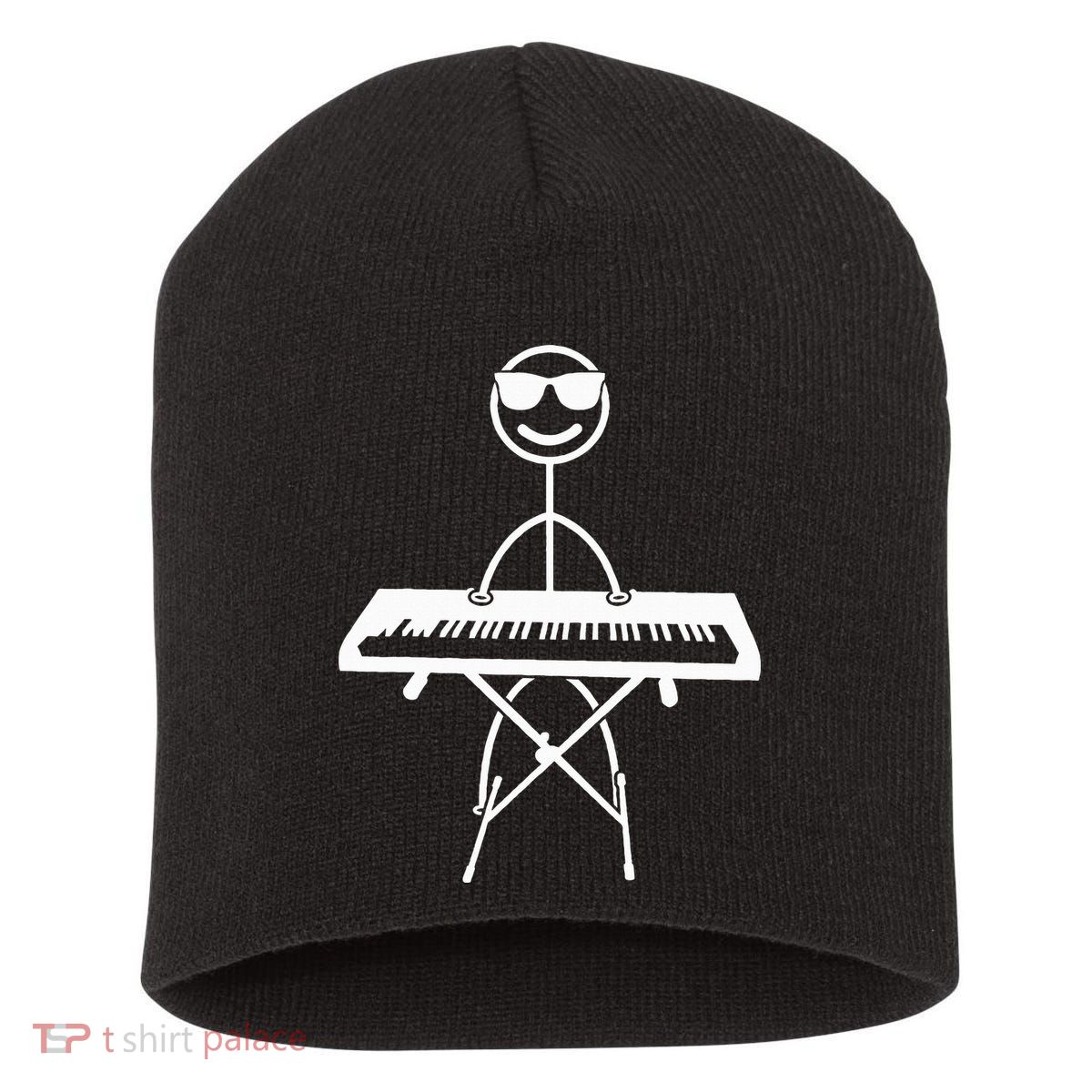 Keyboard Piano Pianist Stick Figure Piano Player Short Acrylic Beanie