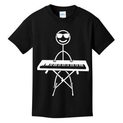 Keyboard Piano Pianist Stick Figure Piano Player Kids T-Shirt