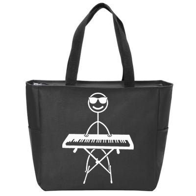 Keyboard Piano Pianist Stick Figure Piano Player Zip Tote Bag