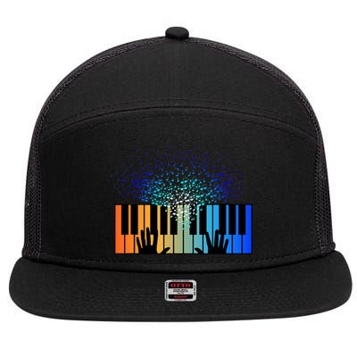 Keyboard Piano Player Funny Musician Keyboardist Gag 7 Panel Mesh Trucker Snapback Hat