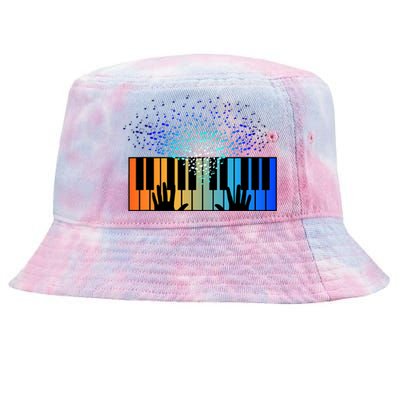 Keyboard Piano Player Funny Musician Keyboardist Gag Tie-Dyed Bucket Hat