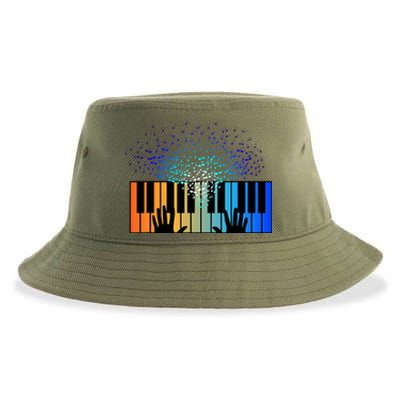 Keyboard Piano Player Funny Musician Keyboardist Gag Sustainable Bucket Hat