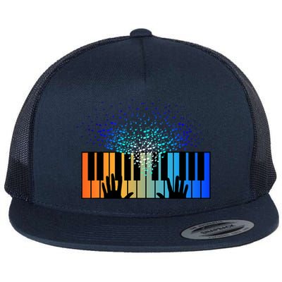 Keyboard Piano Player Funny Musician Keyboardist Gag Flat Bill Trucker Hat